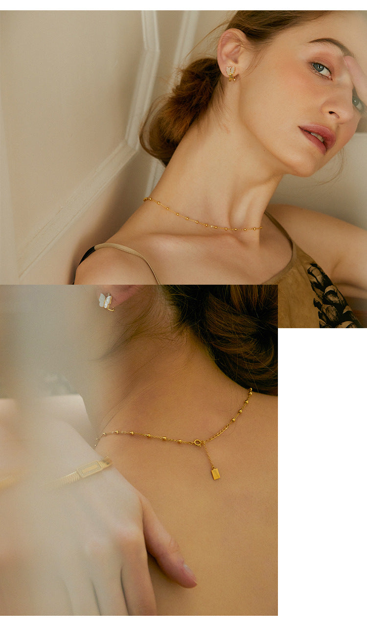 Titanium Steel Necklace Women's Necklace Niche Design Light Luxury Retro French Style High-end Elegant Simple