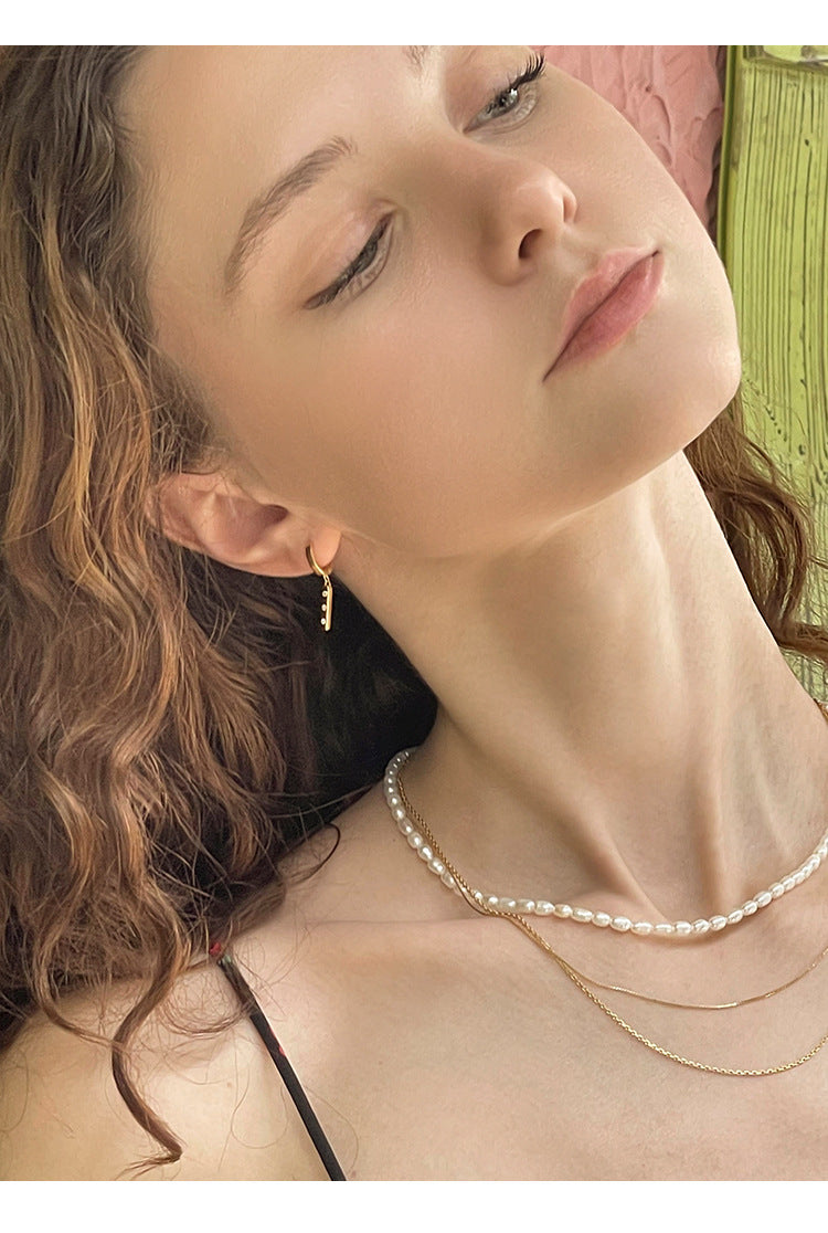 New Trendy High-end Feel Pure Silver Earrings French Light Luxury Niche Hoop Earrings