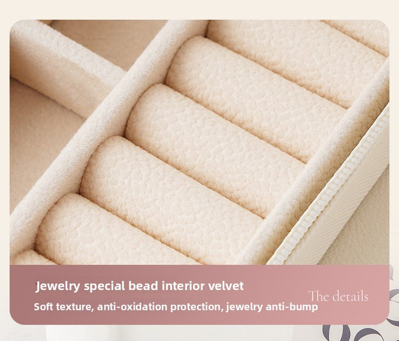 Cross-Border Direct Supply Jewelry Box Storage Box Pu Thickened Leather Necklace Ring Earrings Ring Storage Jewelry With Mirror Box David Gold Necklace Tiffany Jewelrydavid gold necklace Tiffany jewelry