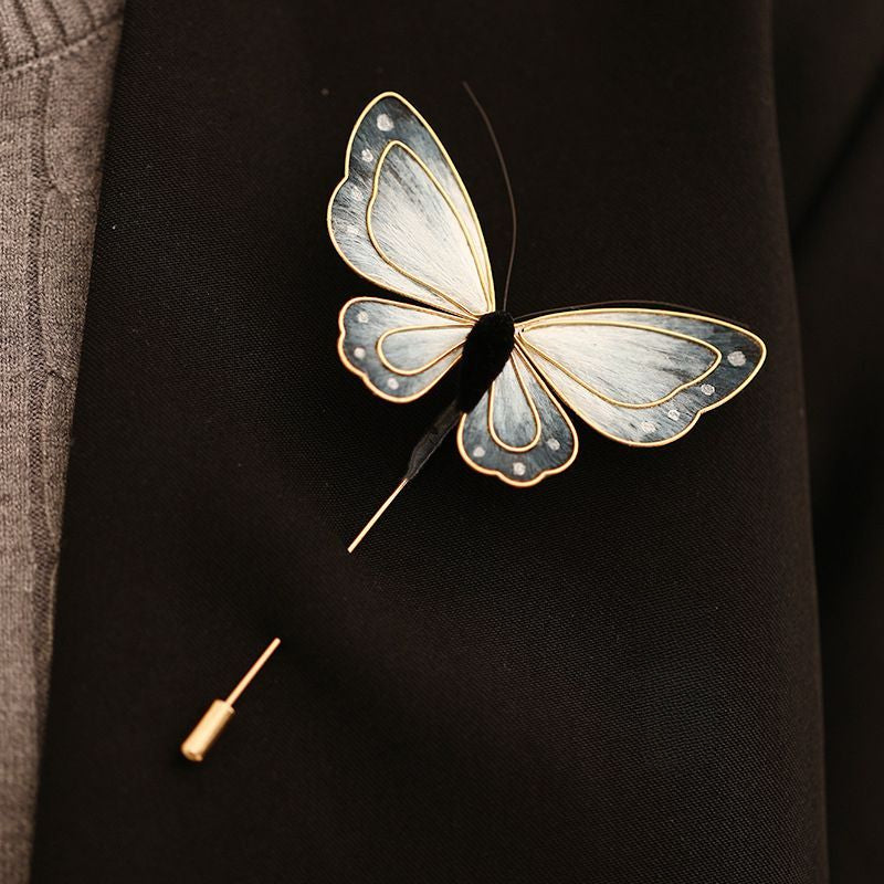 Chinese Handmade Silk Velvet Flower Brooch High-end Butterfly Velvet Flower Coat Brooch Ancient Style Accessories David Gold Necklace Yurman