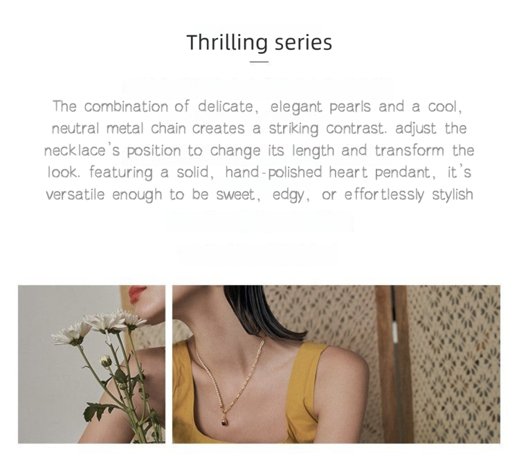 Heart Splicing Necklace Niche Design Light Luxury Choker High-end Collarbone Chain Gold Necklace David Jewelrygold necklace david jewelry002