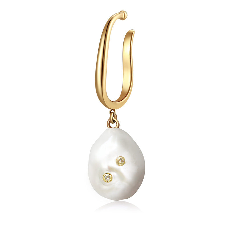 Non-Painful Ear Clips Ear Bone Clips Earrings Niche Design Sense Non-Pierced Women's Earrings Baroque Pearl Ear Hooks David Jewelrydavid jewelry