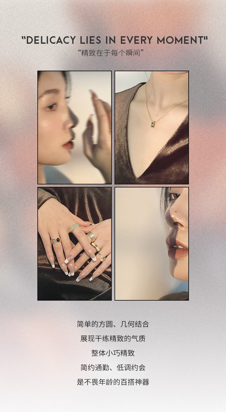 Copper Alloy Synthetic Zircon Ring Elegant Lazy Light Luxury Simple Personality Design Southern France Series Ring Gold Necklace Davidgold necklace david003