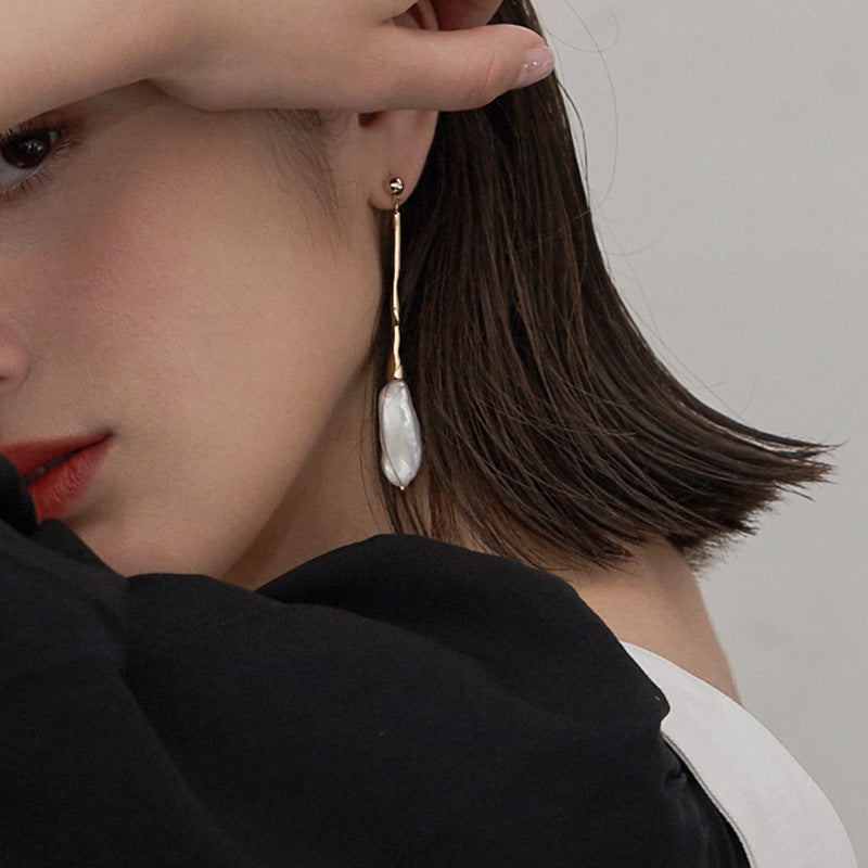 Baroque Pearl Earrings for Women 2021 New Trend Retro French Style Long Face Slimming Round Face Earrings Studs Gold Necklace Davidgold necklace david001