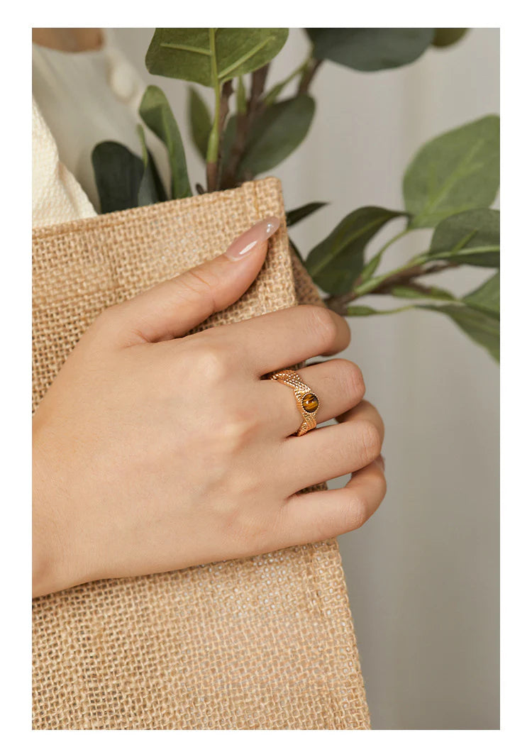 Copper Alloy Ring French Minimalist Braided Fashion Light Luxury Design Sense Ring Index Finger Ring Jewelry Gold Necklace Davidjewelry gold necklace david003