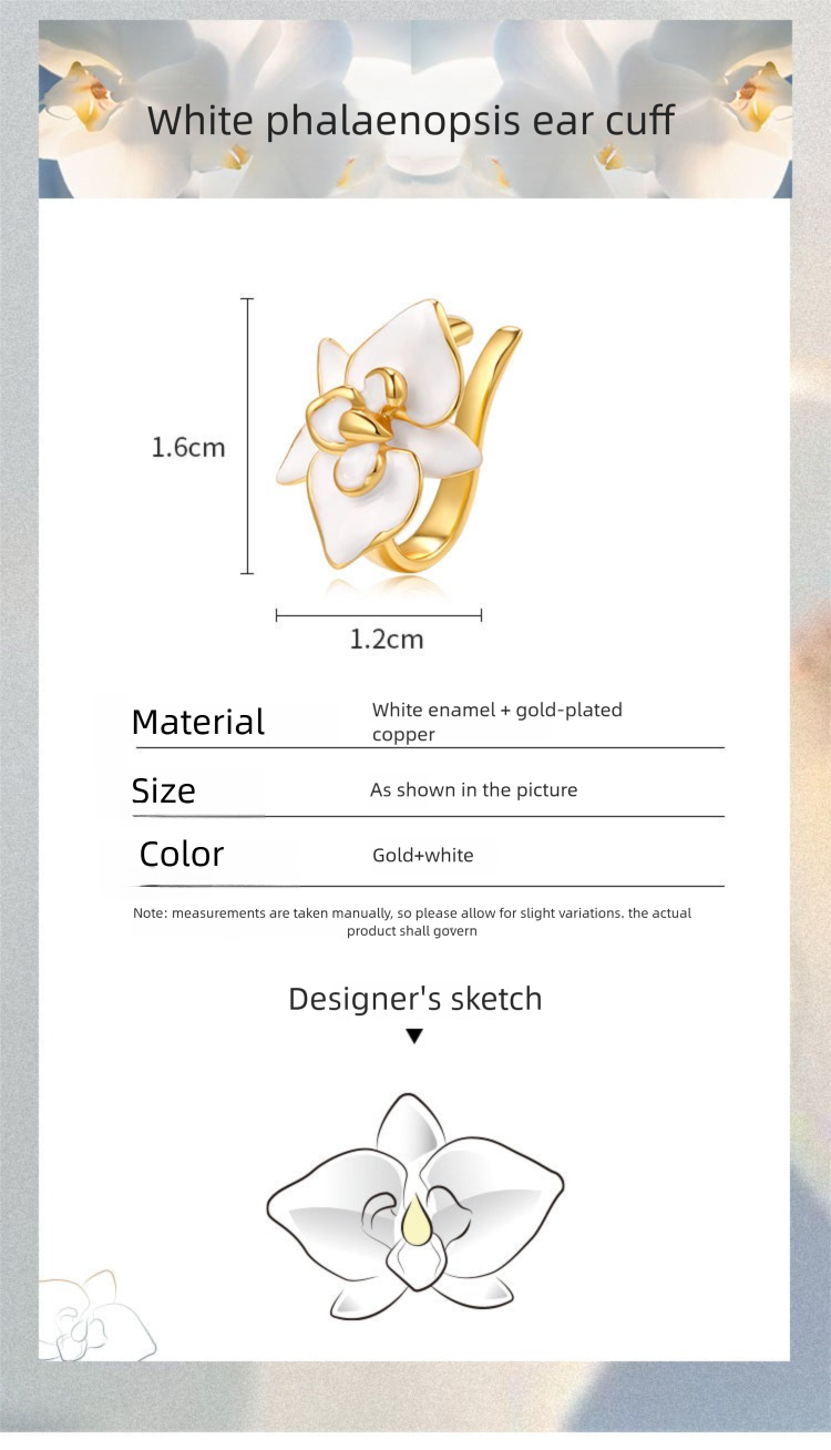 Enamel Copper Alloy Earrings Butterfly Ear Clips for Women Without Piercing High-end Niche Light Luxury French Ear Cuffs David Gold Necklacedavid gold necklace