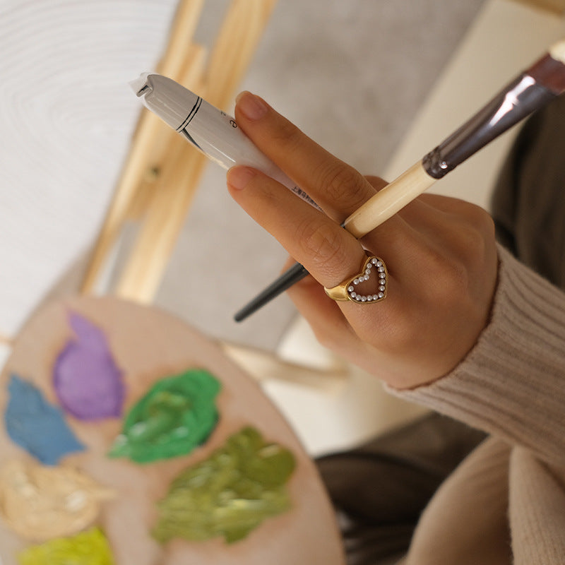 Imitation Pearl Ring Made of Copper Alloy Ring Female Niche Design Sense Light Luxury retro High-end Sense Hand Jewelry David Gold Necklace Jewelrydavid gold necklace jewelry003