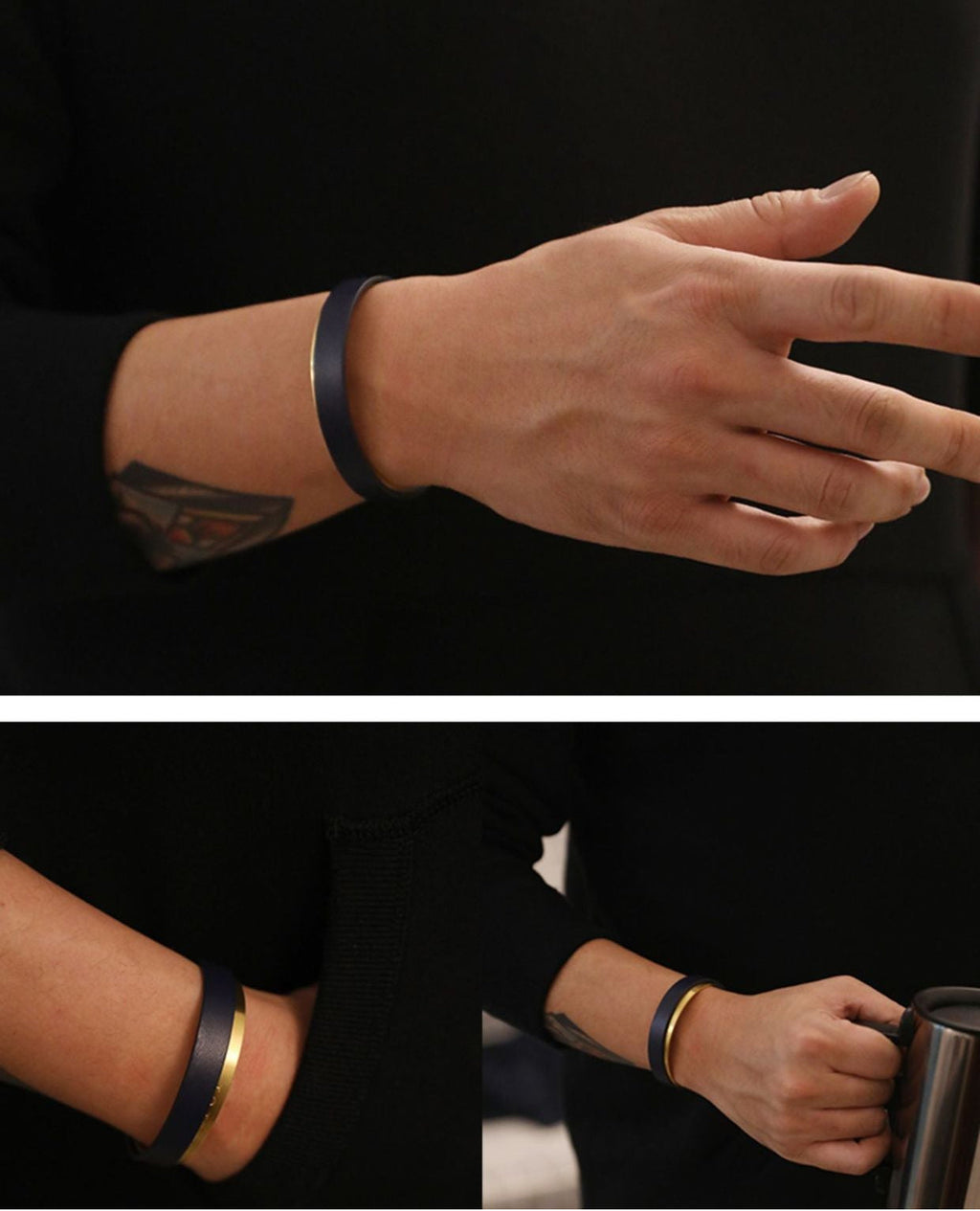 Titanium Steel Leather Bracelet Couple Bracelet Women's Niche Design Men's Accessories Light Luxury Style