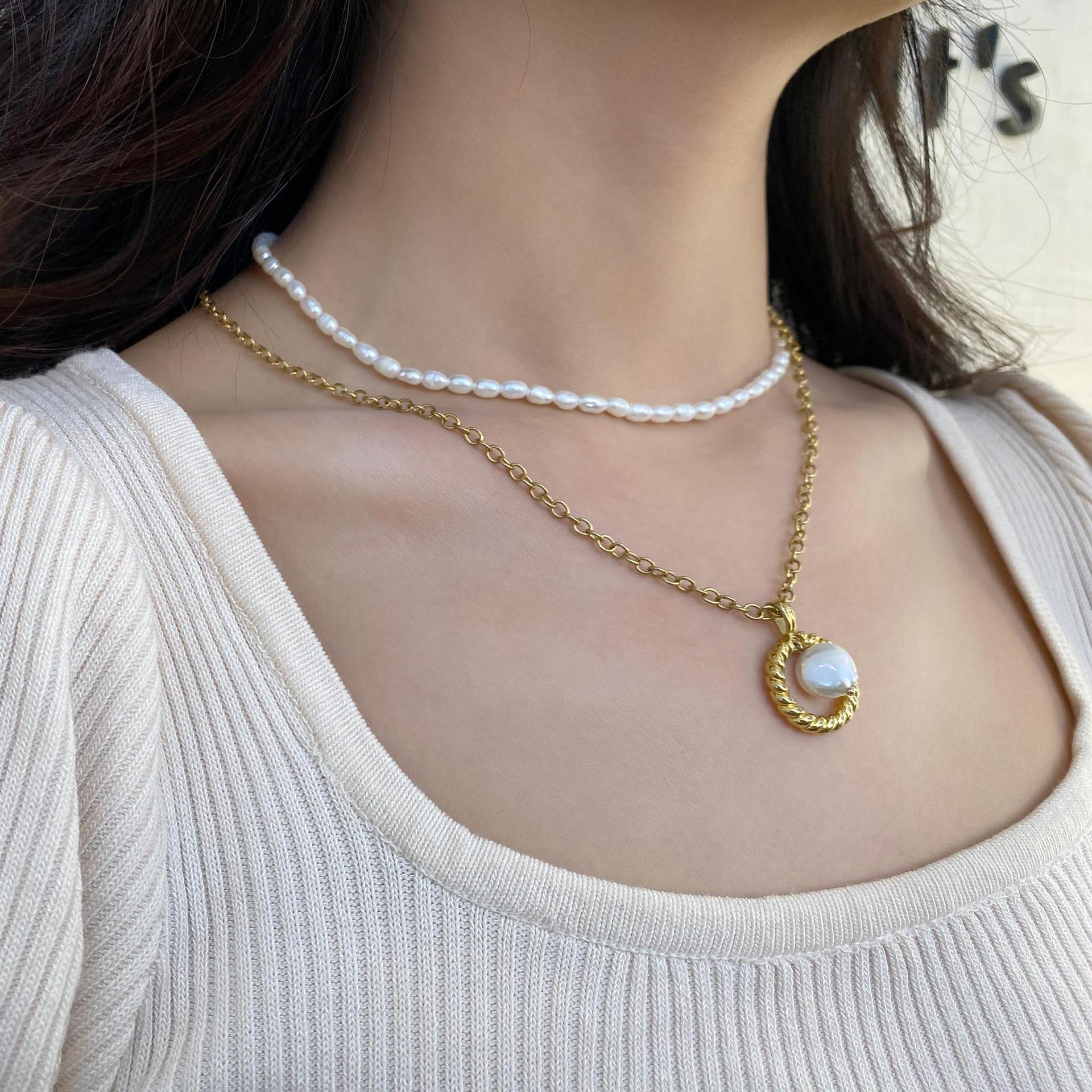 Oval Pearl Necklace Niche Versatile Pearl Necklace David Jewelry Gold Necklacedavid jewelry gold necklace002