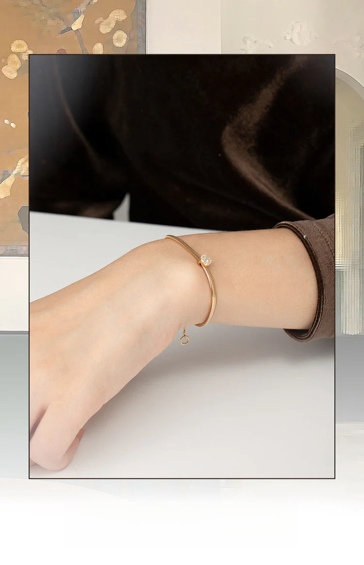 Copper Alloy Synthetic Zircon Bracelet Simple Ins Versatile Niche Light Luxury Fashionable Elegant Jewelry Non-Fading David Jewelrydavid jewelry