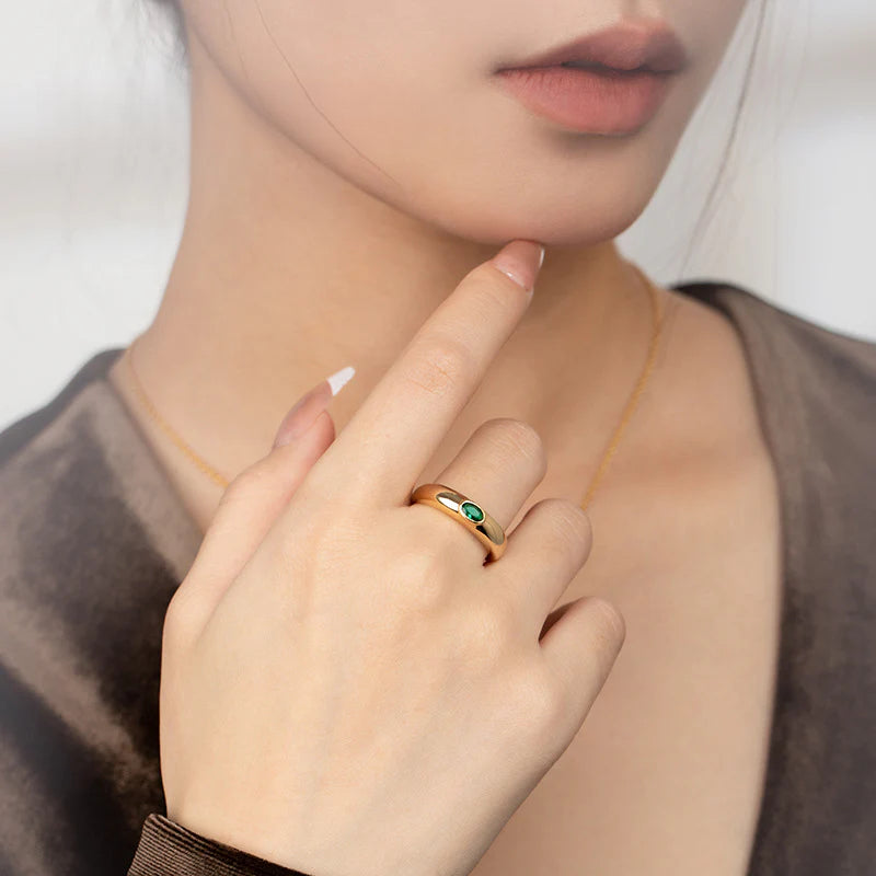 Copper Alloy Synthetic Zircon Ring Vintage Style French Lazy Palace Light Luxury Design Ring David Gold Necklacedavid gold necklace003