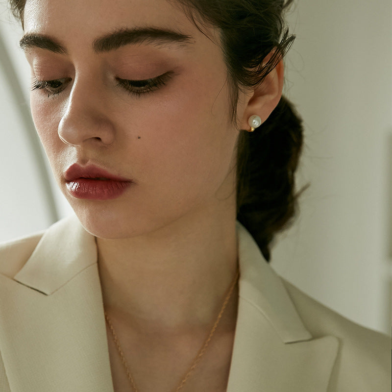 Pearl Ear Clips for Women Without Pierced Ears, Vintage Style, Simple Earrings, French High-end Feel, Ear Bone Clip-on Earrings, Jewelry Gold Necklace Davidjewelry gold necklace david001