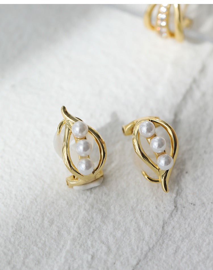 Copper Alloy Ring Ear Clip Style No Piercing Stud Earrings High-end Light Luxury Pearl Earrings French Style Gold Necklace Davidgold necklace david001