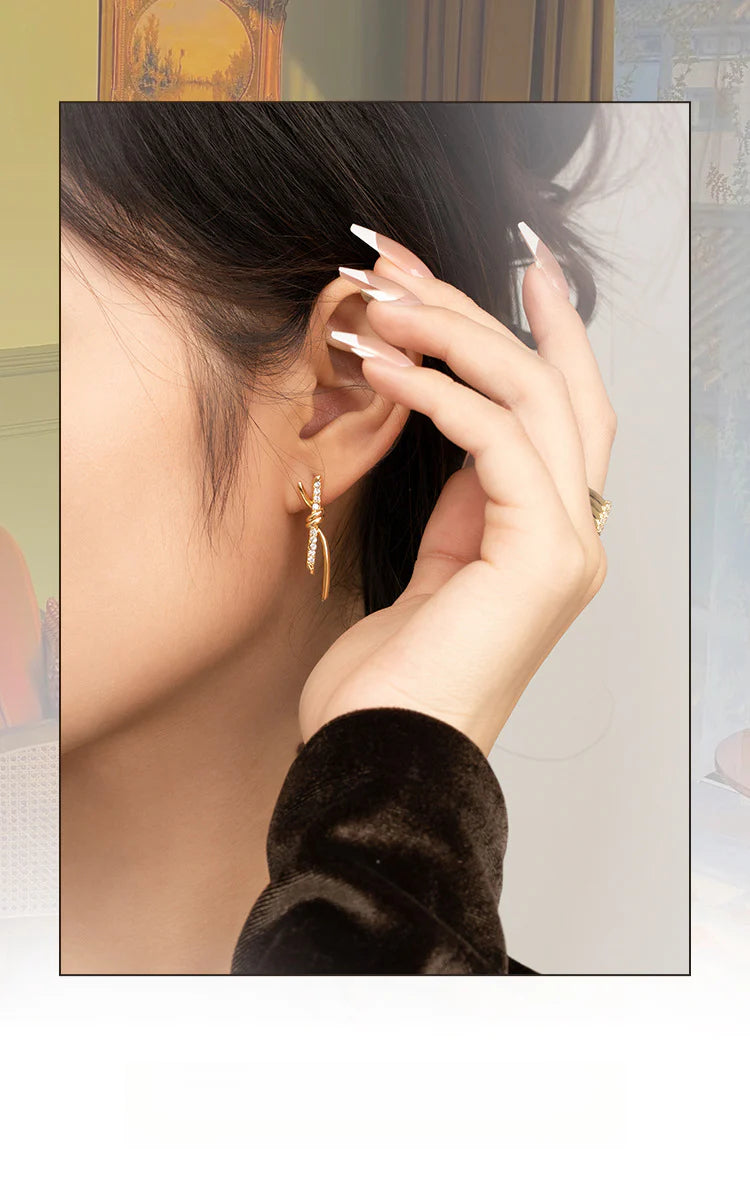 Copper Alloy Synthetic Zircon Earrings Earrings Elegant Niche Fashion Light Luxury Simple Design Versatile David Jewelrydavid jewelry001