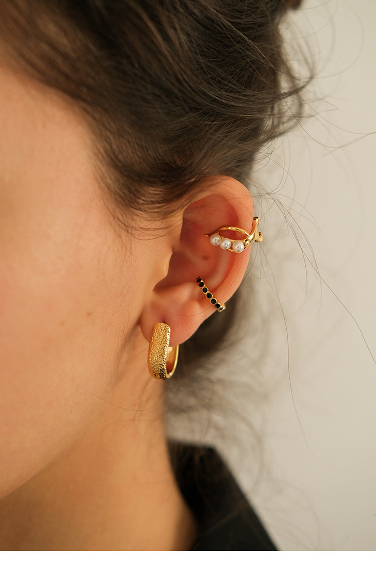 Copper Alloy Ring Ear Clip Style No Piercing Stud Earrings High-end Light Luxury Pearl Earrings French Style Gold Necklace Davidgold necklace david001