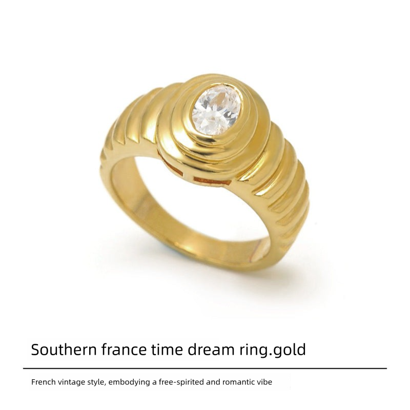 Copper Alloy Synthetic Zircon Ring Personality Retro Simple Temperament Palace Light Luxury Niche Fashion French David Gold Necklacedavid gold necklace003