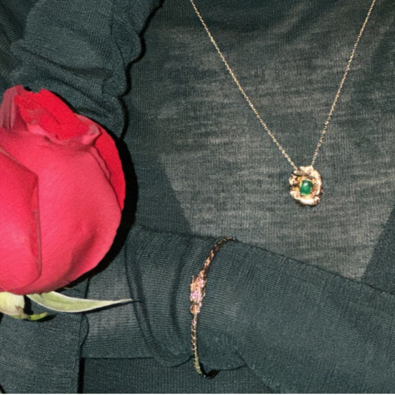 Agate Necklace French Retro Light Luxury Design Fashion Choker Necklace Gold Necklace David Jewelry David Gold Necklacejewelry david gold necklace002