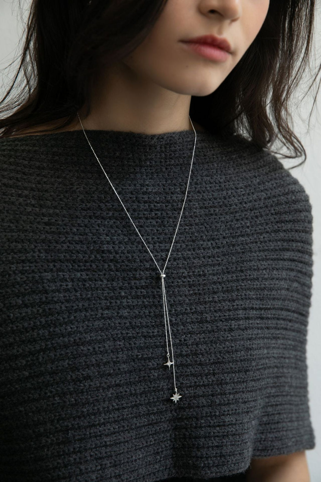 925 Silver Synthetic Zircon Chain Star and Moon Necklace High-End Light Luxury Niche Tassel Pendant Sweater Chain Gold Necklace Davidgold necklace david002