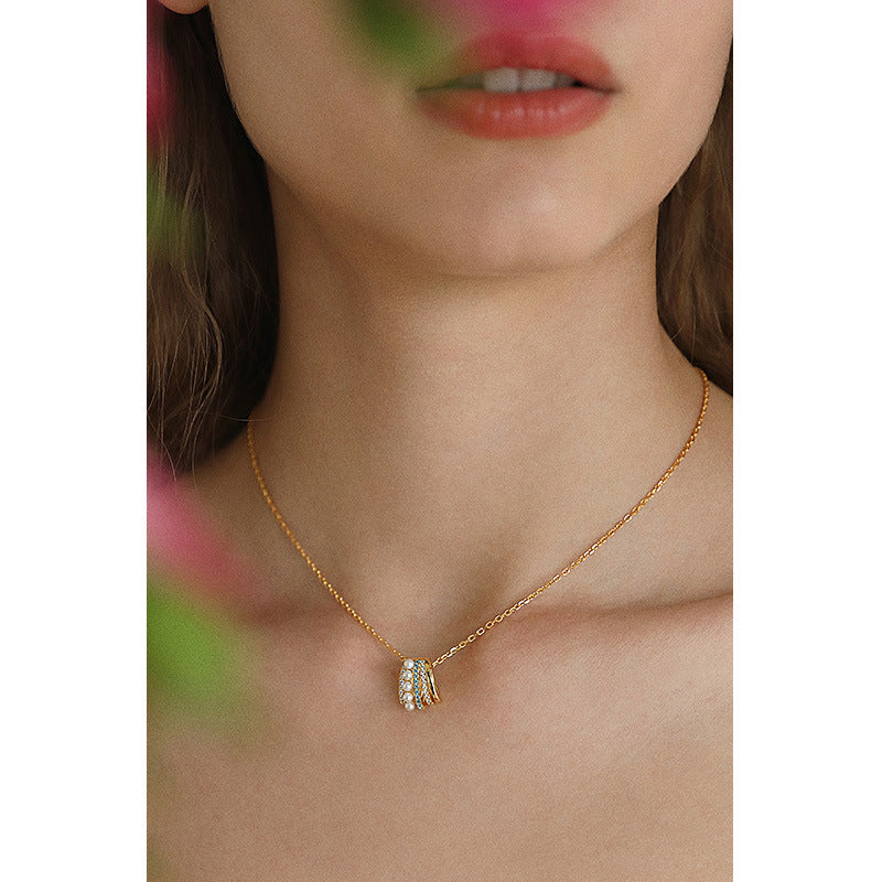 925 Silver Chain Imitation Pearl Pearl Necklace for Women Pure Silver 925 Niche Light Luxury Pendant Jewelry Clavicle Chain Jewelry Davidjewelry david002