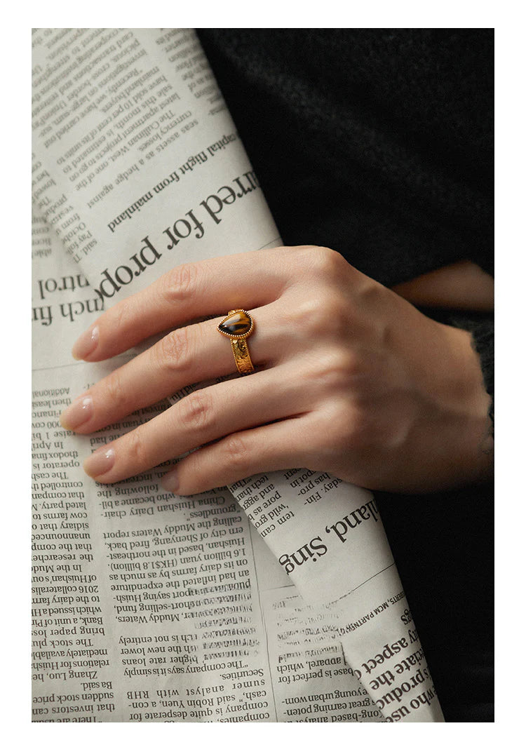 Copper Alloy Ring Southern France Fashion Retro Simple Light Luxury Autumn Winter Style Ring David Gold Necklacedavid gold necklace003