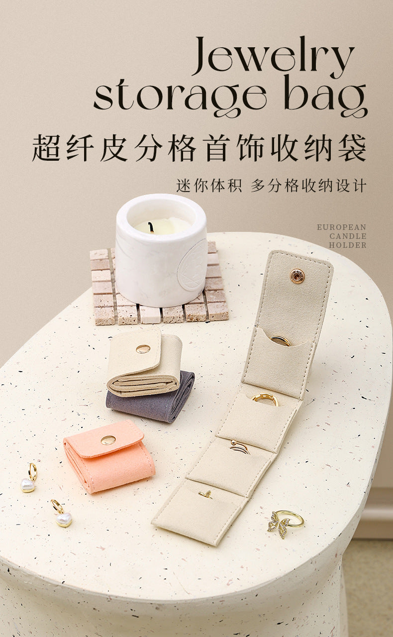 Portable Ring Bag Box Small Velvet High-end Storage High-Value Light Luxury Travel Earrings Jewelry Storage Box Gold Necklace David Jewelry Tiffanygold necklace david jewelry Tiffany