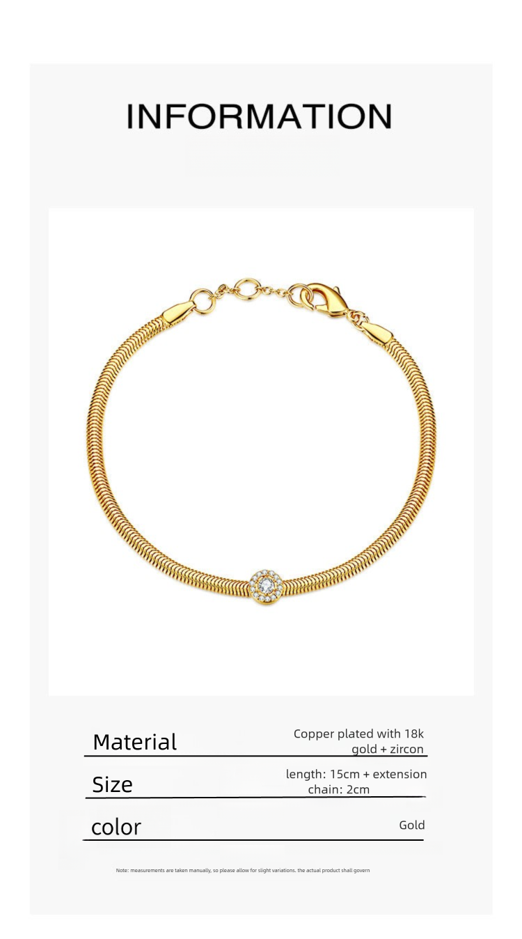 Copper Alloy Synthetic Zircon Bracelet Simple Ins Versatile Niche Light Luxury Fashionable Elegant Jewelry Non-Fading David Jewelrydavid jewelry