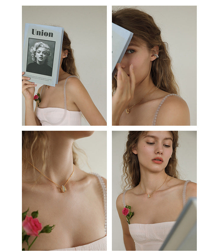 925 Silver Chain Imitation Pearl Pearl Necklace for Women Pure Silver 925 Niche Light Luxury Pendant Jewelry Clavicle Chain Jewelry Davidjewelry david002