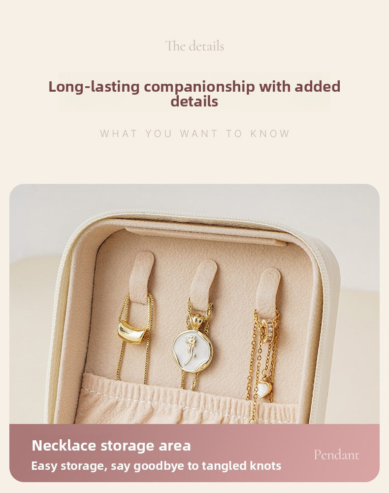 Cross-Border Direct Supply Jewelry Box Storage Box Pu Thickened Leather Necklace Ring Earrings Ring Storage Jewelry With Mirror Box David Gold Necklace Tiffany Jewelrydavid gold necklace Tiffany jewelry