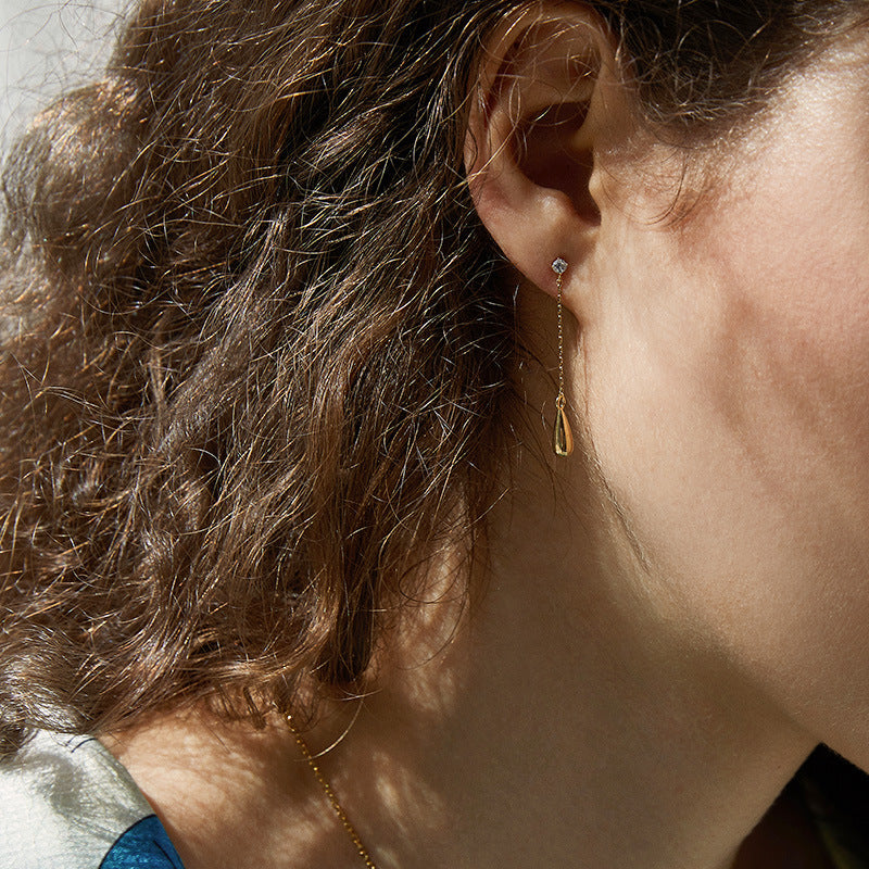 Titanium Steel Synthetic Zircon Earrings 2022 New Trendy Elegant Water Drop Long Earrings for Women Suitable for Round Faces David Jewelrydavid jewelry001