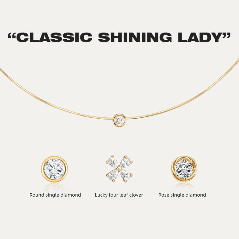 925 Silver Synthetic Zircon Pendant Necklace for Women, Light Luxury Four-Leaf Clover Jewelry Pendant, High-End Clavicle Chain Jewelry Gold Necklace Davidjewelry gold necklace david002