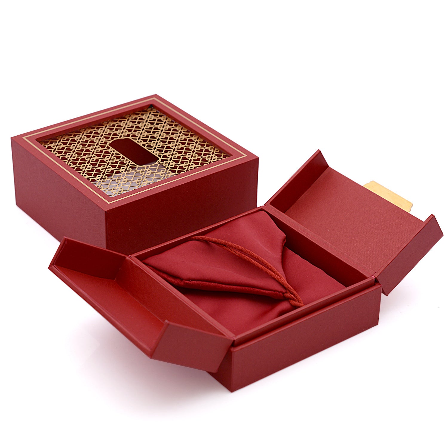 Traditional Gold Double-Opening Jewelry Box High-End Packaging Box Jewelry Gift Box Jade Gold Jewelry Box
