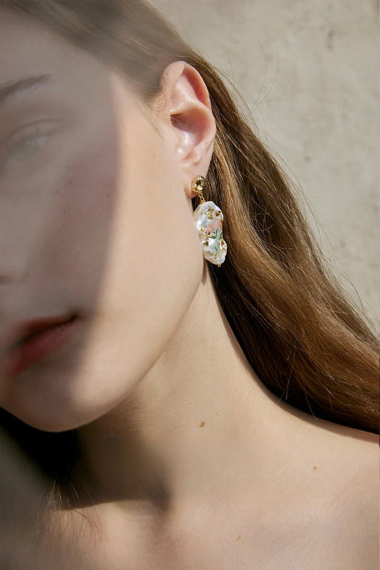 Copper Alloy Imitation Pearl Earrings Baroque Pearl Earrings High-end Light Luxury Style Vintage Pendant Earrings David Jewelry Gold 001Necklacedavid 001jewelry gold necklace001