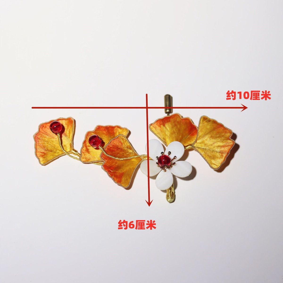 Chinese Handmade Intangible Cultural Heritage Ginkgo Filigree Velvet Flower Brooch Accessory Classical Elegant Jewelry David Gold Necklace Yurman