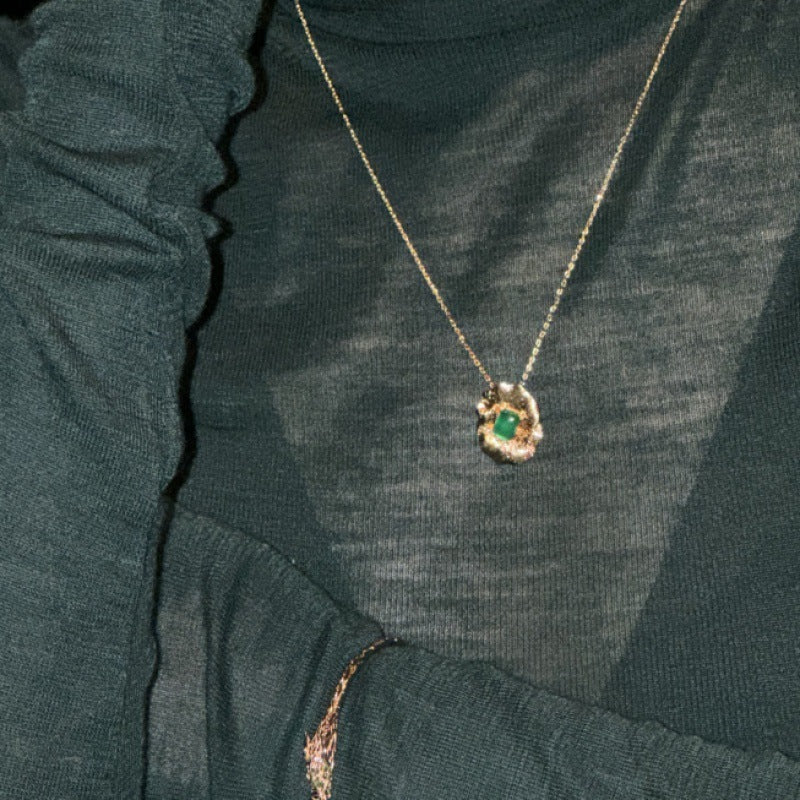 Agate Necklace French Retro Light Luxury Design Fashion Choker Necklace Gold Necklace David Jewelry David Gold Necklacejewelry david gold necklace002