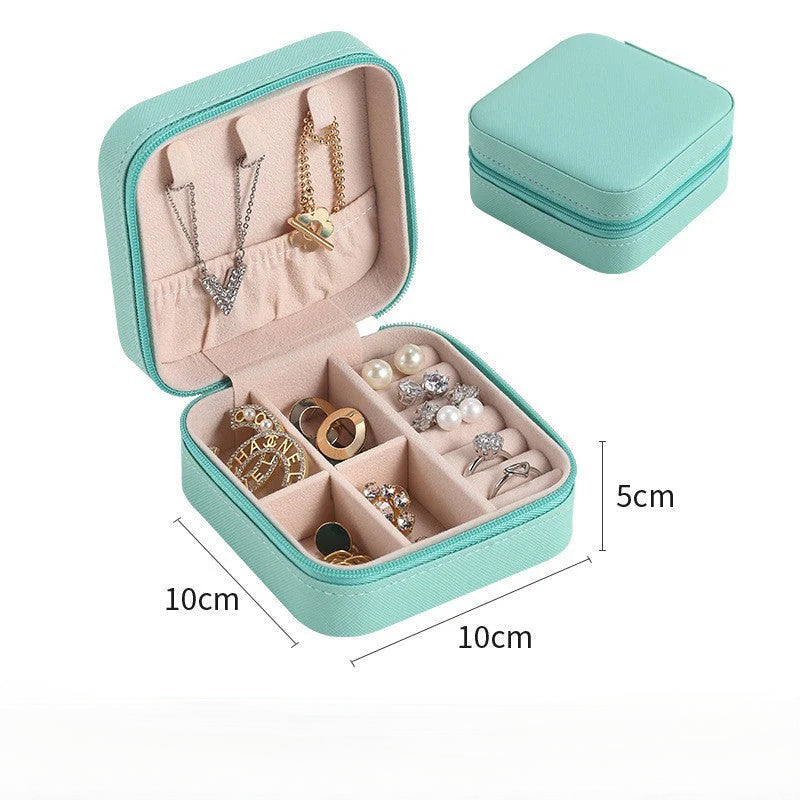Cross-Border Direct Supply Jewelry Box Storage Box Pu Thickened Leather Necklace Ring Earrings Ring Storage Jewelry With Mirror Box David Gold Necklace Tiffany Jewelrydavid gold necklace Tiffany jewelry