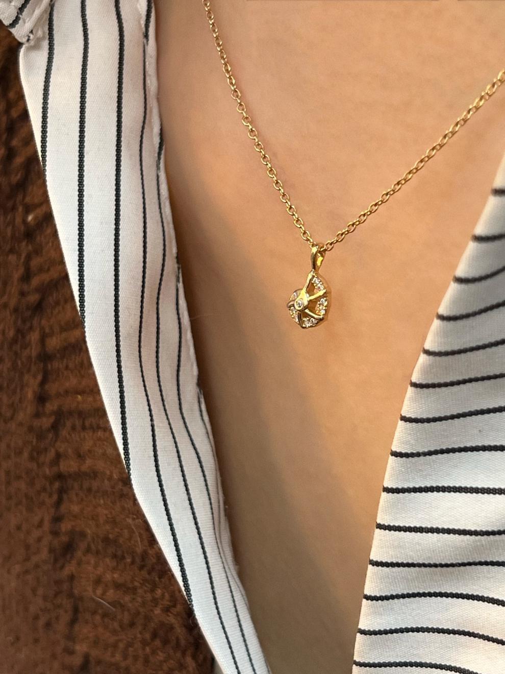 French Retro Light Luxury Niche Versatile Conch Necklace Gold Necklace Davidgold necklace david002