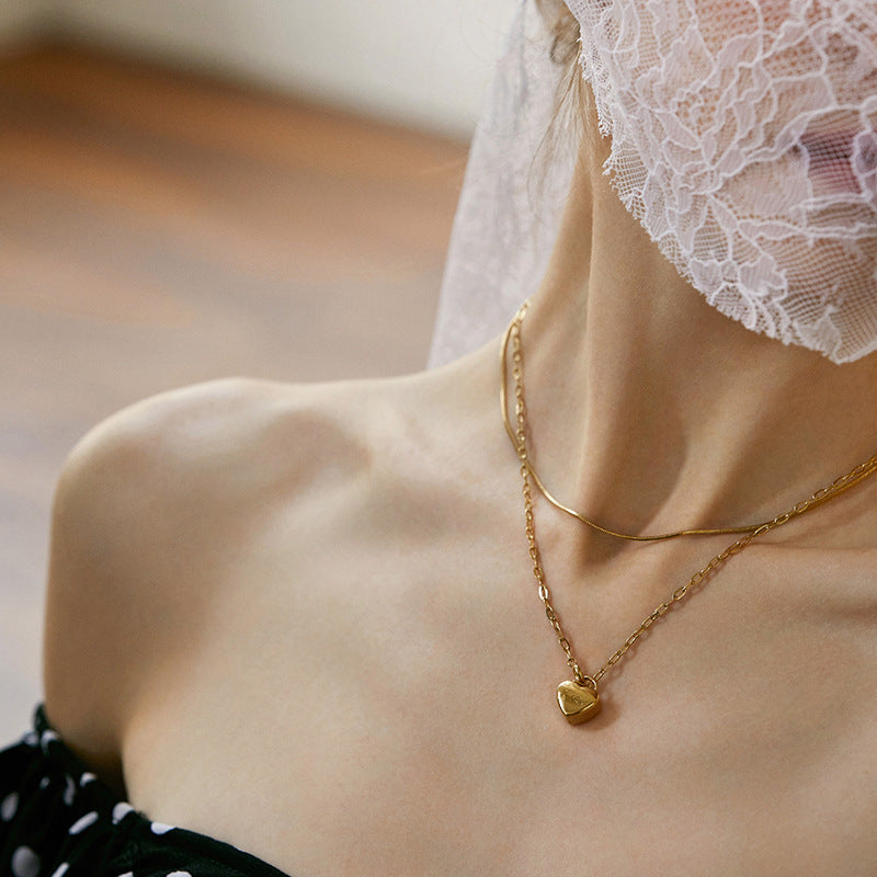 Titanium Steel Pendant Necklace for Women, Niche Light Luxury, Non-Fading Snake Bone Chain, Layered Choker Collarbone Chain, Neck Chain Jewelry Gold Necklacejewelry gold necklace002