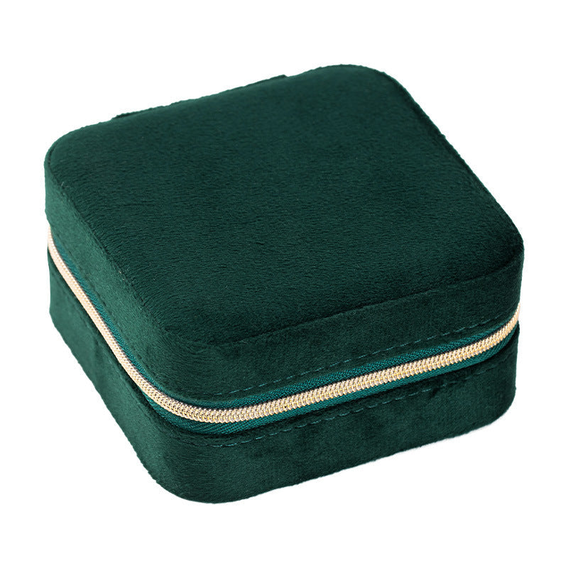 Christmas Gift High-end Velvet Jewelry Box Travel Portable Jewelry Box Earrings Necklace Ring Box Cross-border Jewelry Tiffany Gold Necklace Davidjewelry Tiffany gold necklace david