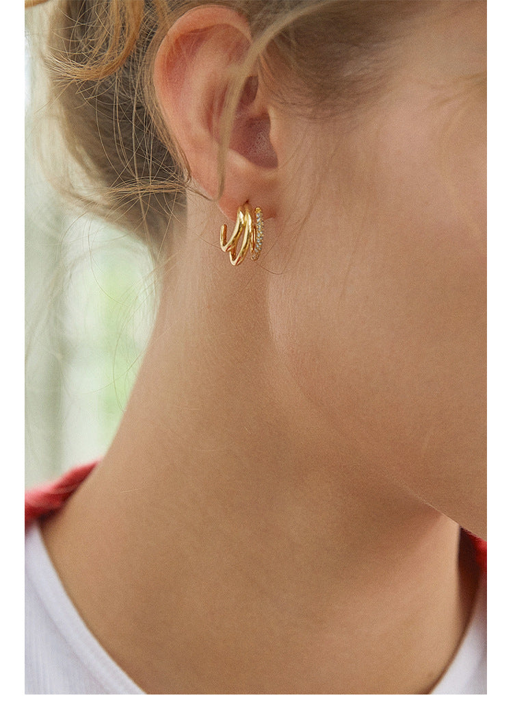 Copper Alloy Synthetic Zircon Earrings French Retro Style Elegant Earrings Design High-end Earrings Studs David Gold Necklacedavid gold necklace001