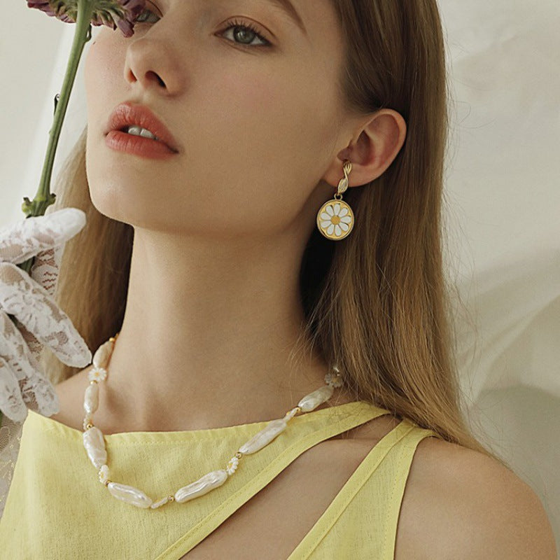 Baroque Pearl Necklace for Women, Light Luxury Elegant Jewelry, Niche Design Brand Choker Necklace, Collarbone Chain, Gold Necklace Jewelry, Gold Necklace Davidgold necklace david002