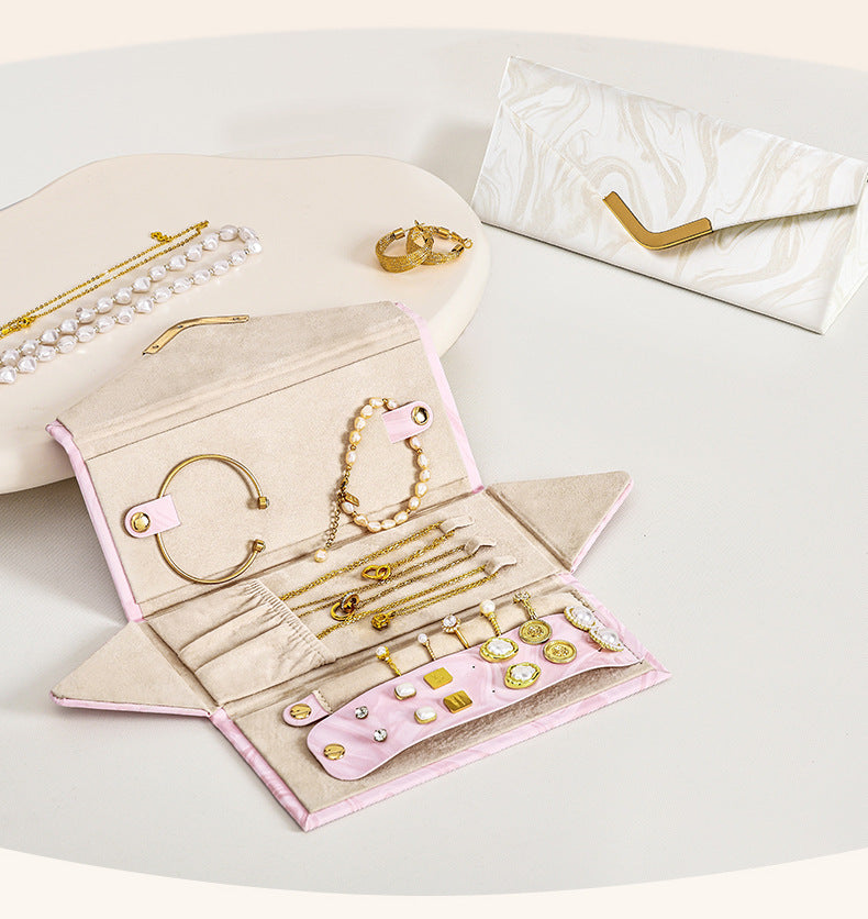davidCross-Border Direct Supply Jewelry Box Luxury Foldable Jewelry Box Earrings Rings Necklaces Storage Jewelry Glasses Storage Box