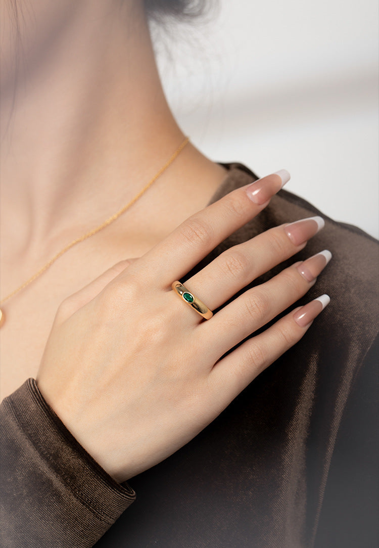 Copper Alloy Synthetic Zircon Ring Vintage Style French Lazy Palace Light Luxury Design Ring David Gold Necklacedavid gold necklace003