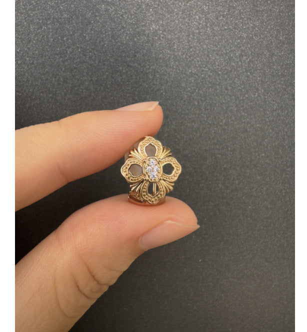 Copper Alloy Earrings French Retro Fashion Elegant Versatile Light Luxury Design Earrings Ear Studs Ear Clips Ear Jewelry David Gold Necklacedavid gold necklace001