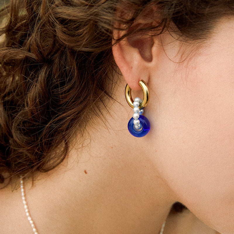 PN Glass Bead Earrings for Women Summer 2022 New Light Luxury Niche High-end French Style Earrings Small Exquisite Jewelry Jewelry David Gold Necklacejewelry david gold necklace001