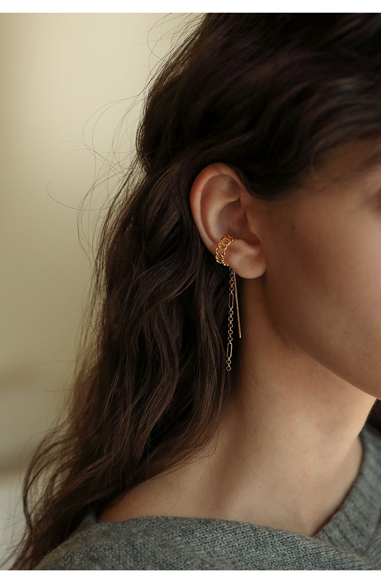 Copper Alloy Earrings Ear Clip Ear Hook No Piercing Women's Earrings Elegant High-end French Minimalist Personality