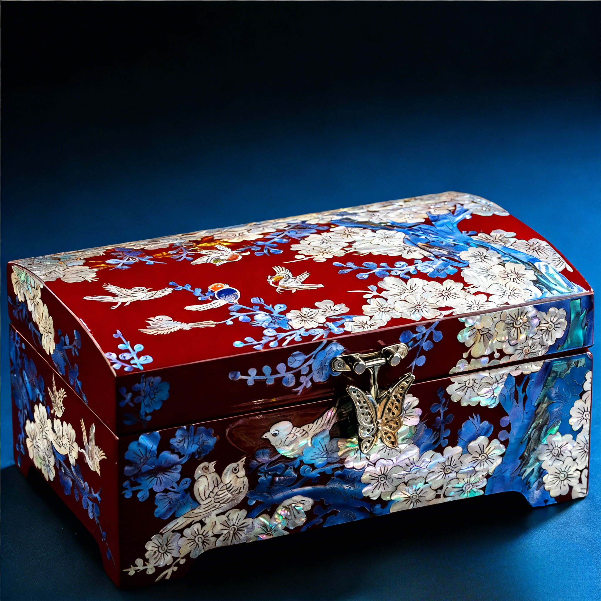 Lacquer Jewelry Box with Mother-of-Pearl, Wedding Gift, High-End Wooden Ear Jewelry Necklace Storage Box, Chinese Style Lockable Jewelry Box, David Jewelry Tiffany Gold Necklacedavid jewelry Tiffany gold necklace