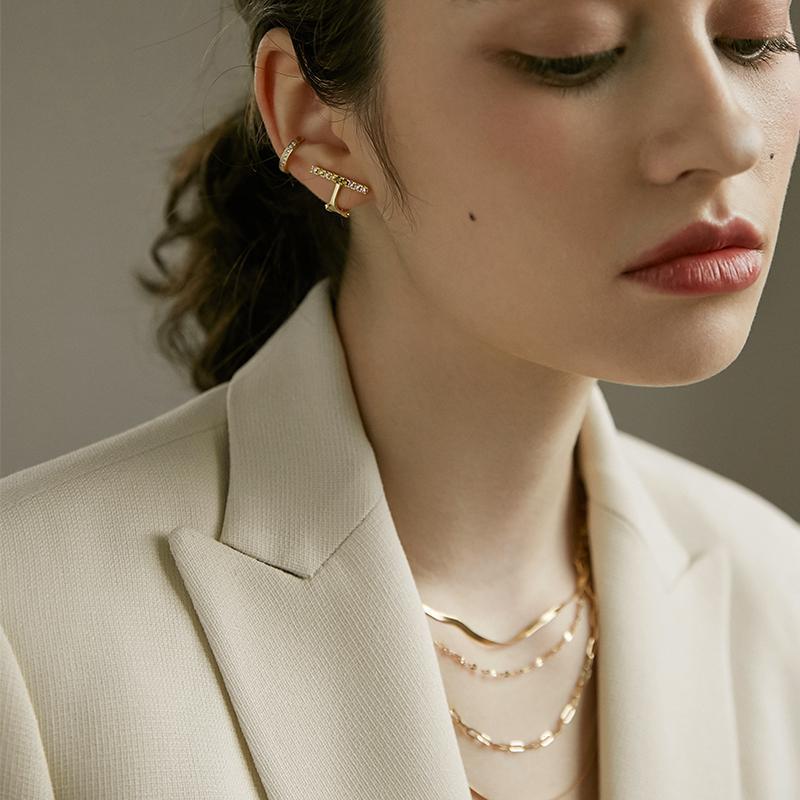 Ear Clip No Piercing Clip-on Earrings Clip Style French High-end Ear Bone Ear Jewelry Gold Necklace Jewelrygold necklace jewelry