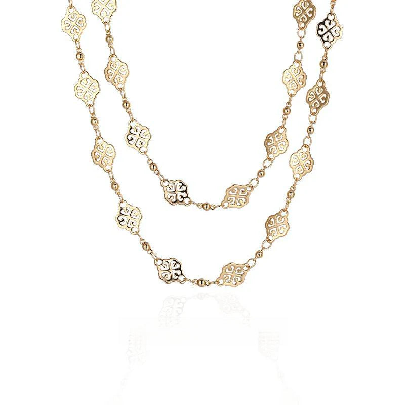 French Retro Melad Fashion Versatile Necklace Sweater Chain Spring Summer Long Necklace Jewelry Gold Necklace David Gold Necklacedavid gold necklace002