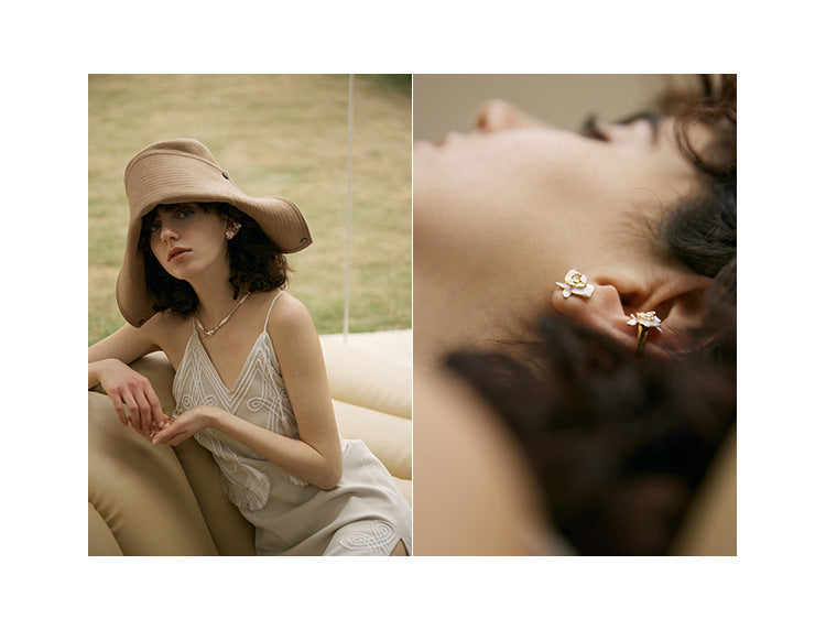 Enamel Copper Alloy Earrings Butterfly Ear Clips for Women Without Piercing High-end Niche Light Luxury French Ear Cuffs David Gold Necklacedavid gold necklace