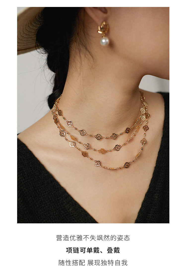 french retro Autumn and Winter Sweater Chain 0528